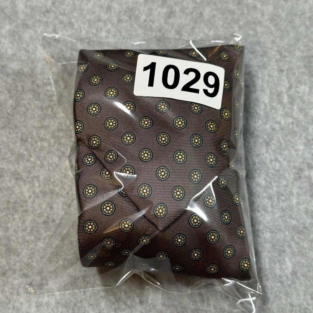 John Comfort London‎ Silk Necktie Brown Medallion Dot Classic Tie 55x3in